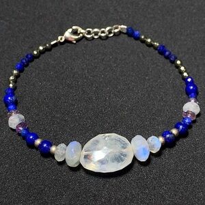 Hand Made Moonstone Lapis Charm Bracelet
